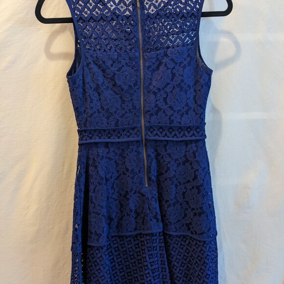 Women's Royal Blue Lace Sleeveless Fit and Flare Dress - Size XS - Picture 4 of 11